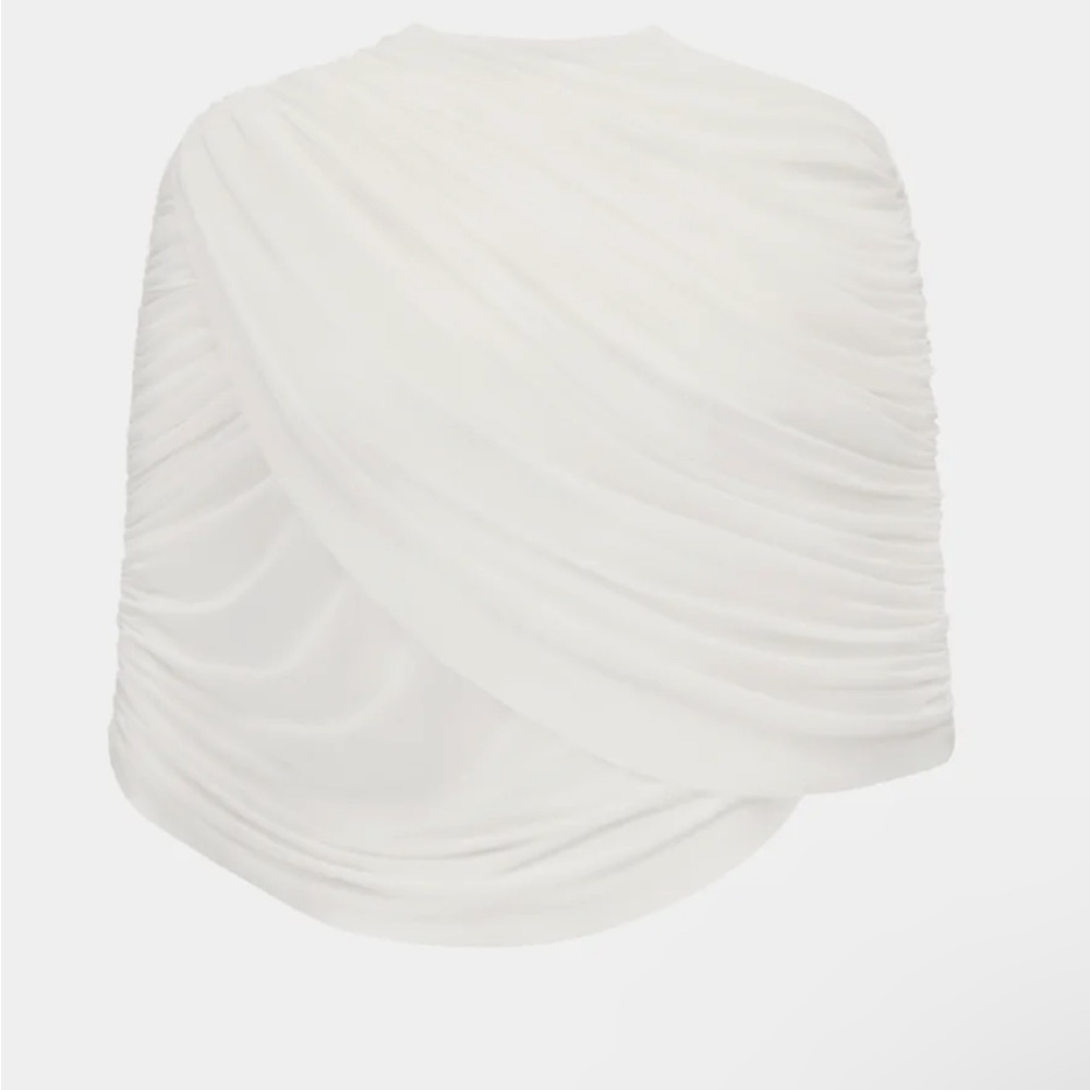Draped White Ruched Top